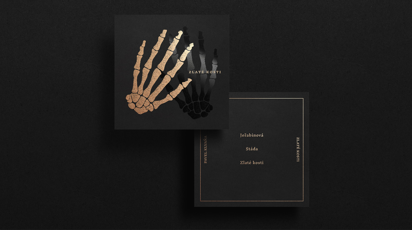 music Album cover print bone gold hand ILLUSTRATION  minimal dark