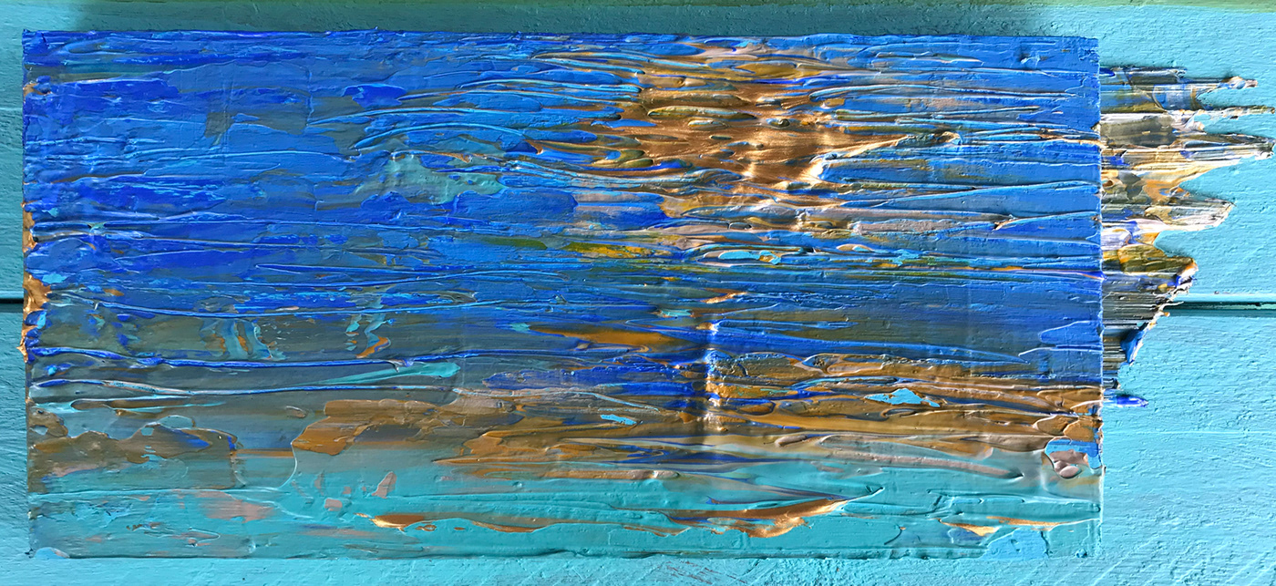 abstract acrylic pallet knife reclaimed repurposed wood