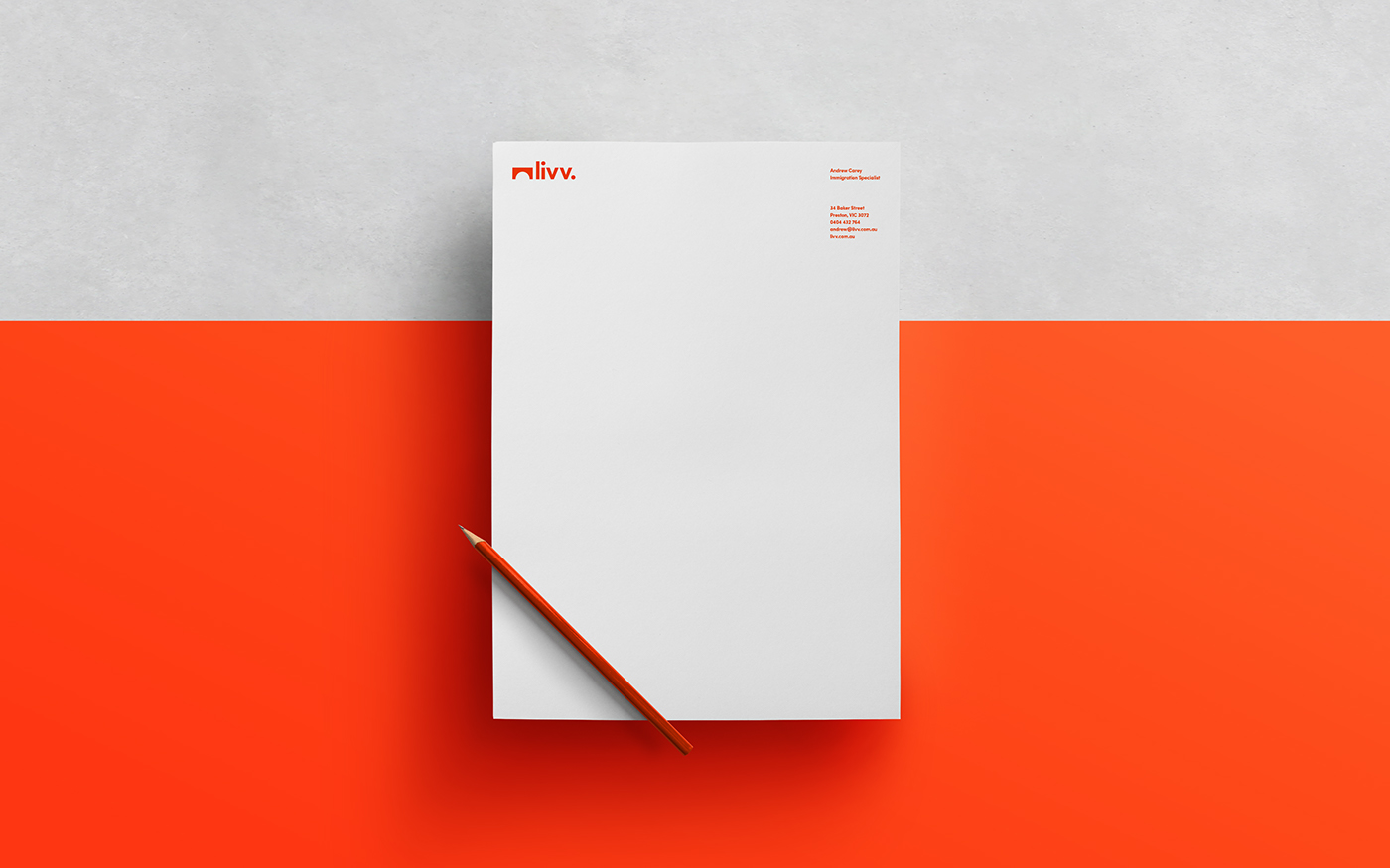 stationary business card identity letterhead envelope orange minimal simple Minimalism