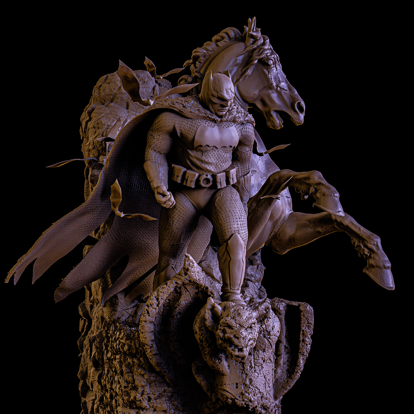 Zbrush sculpture digitalart CG Render keyshot 3d modeling 3D batman dc