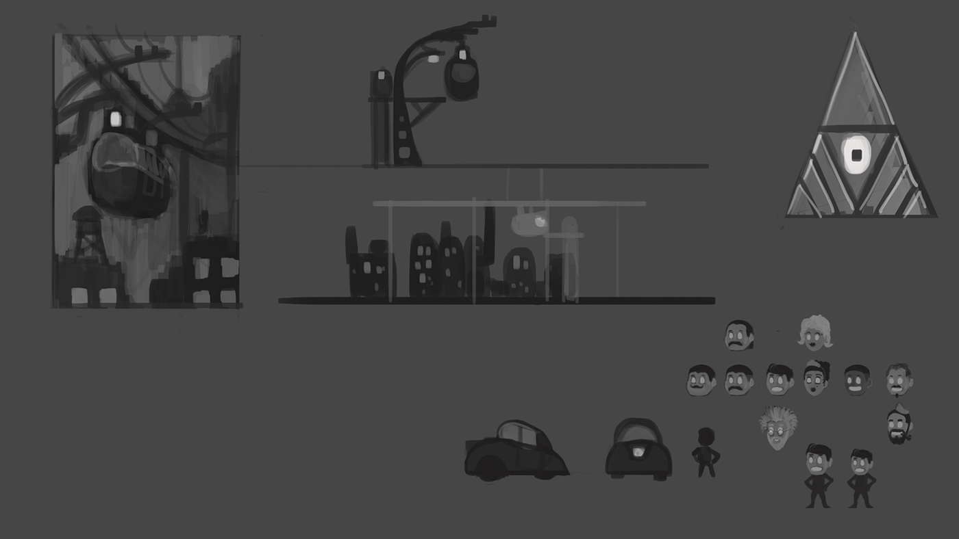 art deco concept Digital Art  game idea ILLUSTRATION  metropolis mobile noir sketch