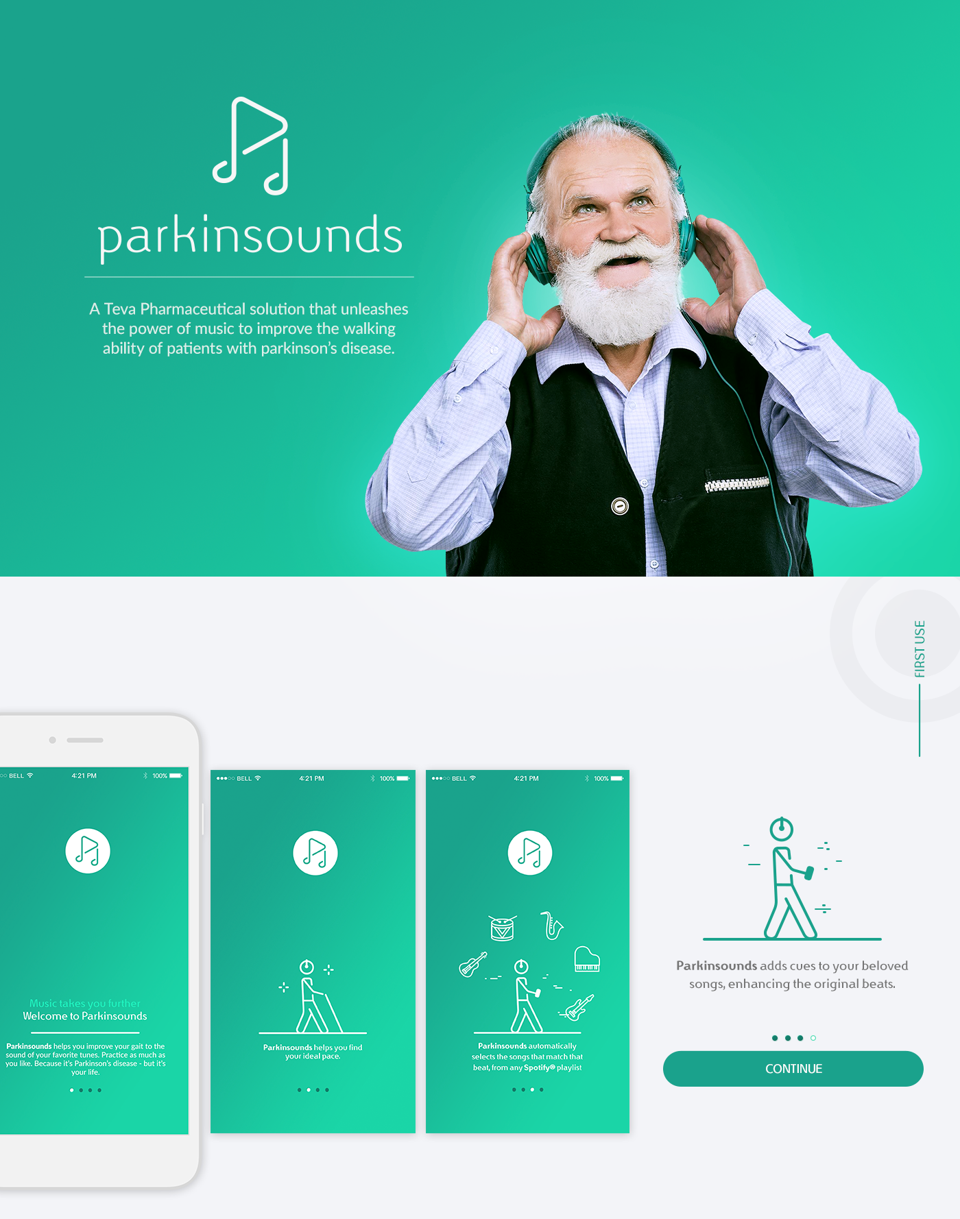 parkinson spotify app aplication music UI Interface ios mobile