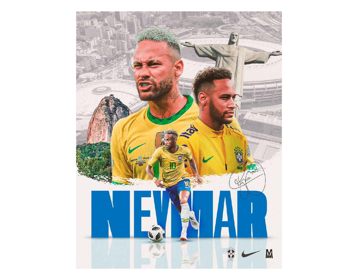 Flyer Design futebol arte digital Neymar designer esportivo Brasil seleção brasileira copa do mundo Esporte
