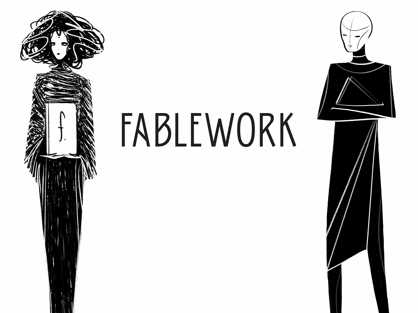 Cover image for Fablework featuring two characters holding books. One black and one white.