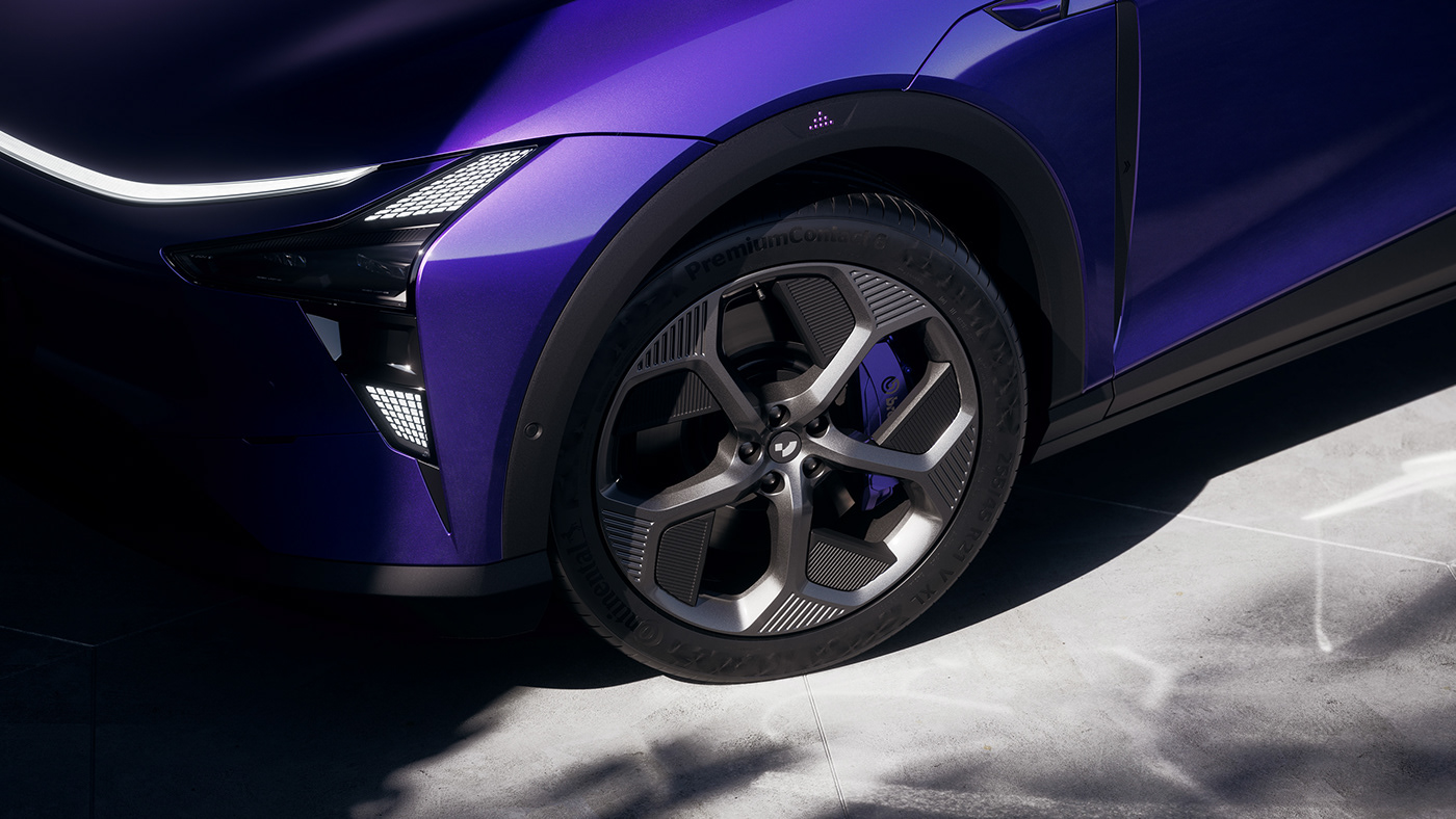 automotive   eletric charger Smart purple hi-tech Urban CGI minimal