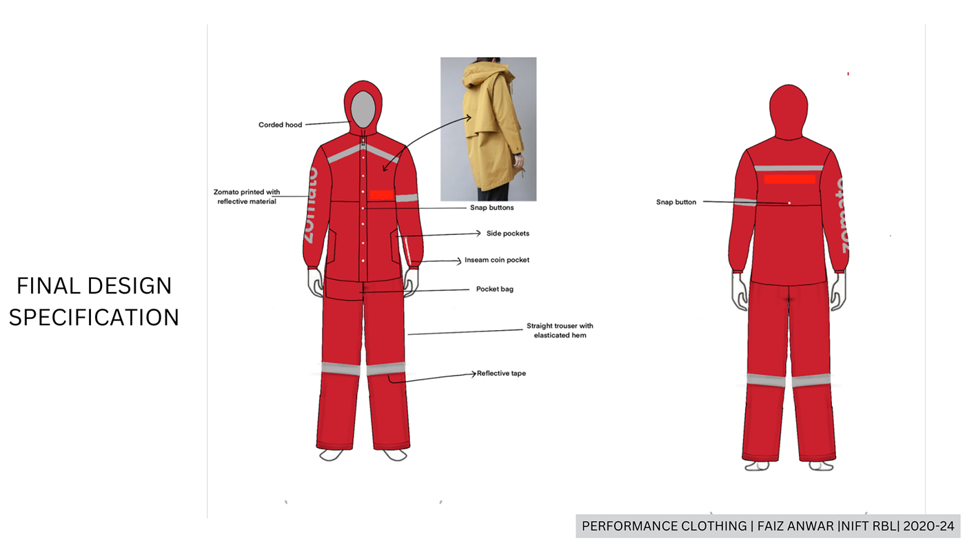 performance clothing zomato Rainwear raincoat delivery boy Technical Textile