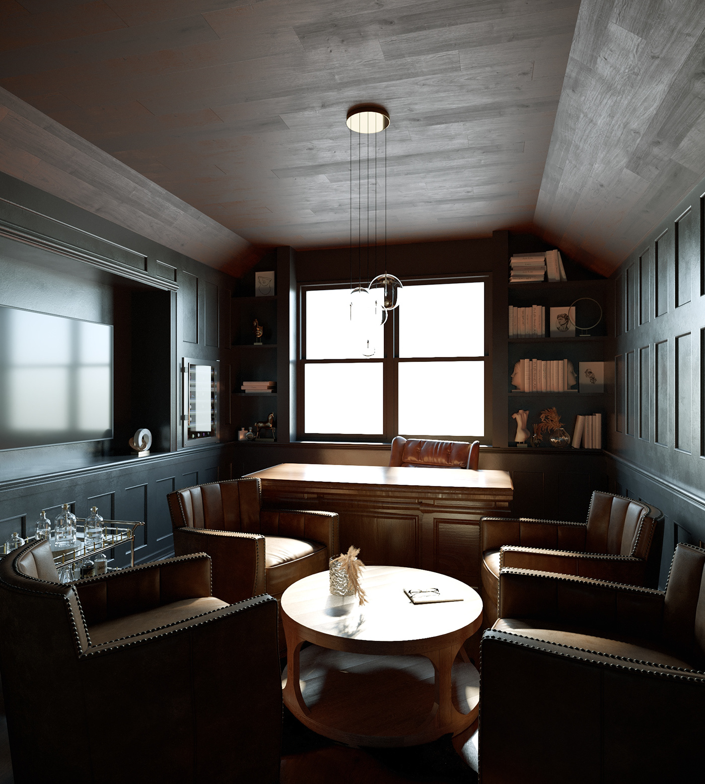 3dsmax boss cigar corona dark humidor Interior leather lounge Whiskey