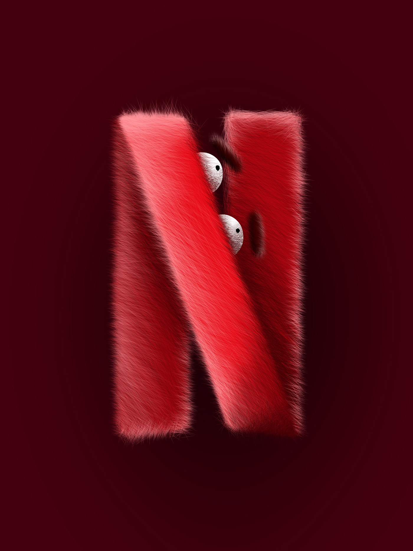 logo netflix 3D avec fourrure par Andréa Gauvreau