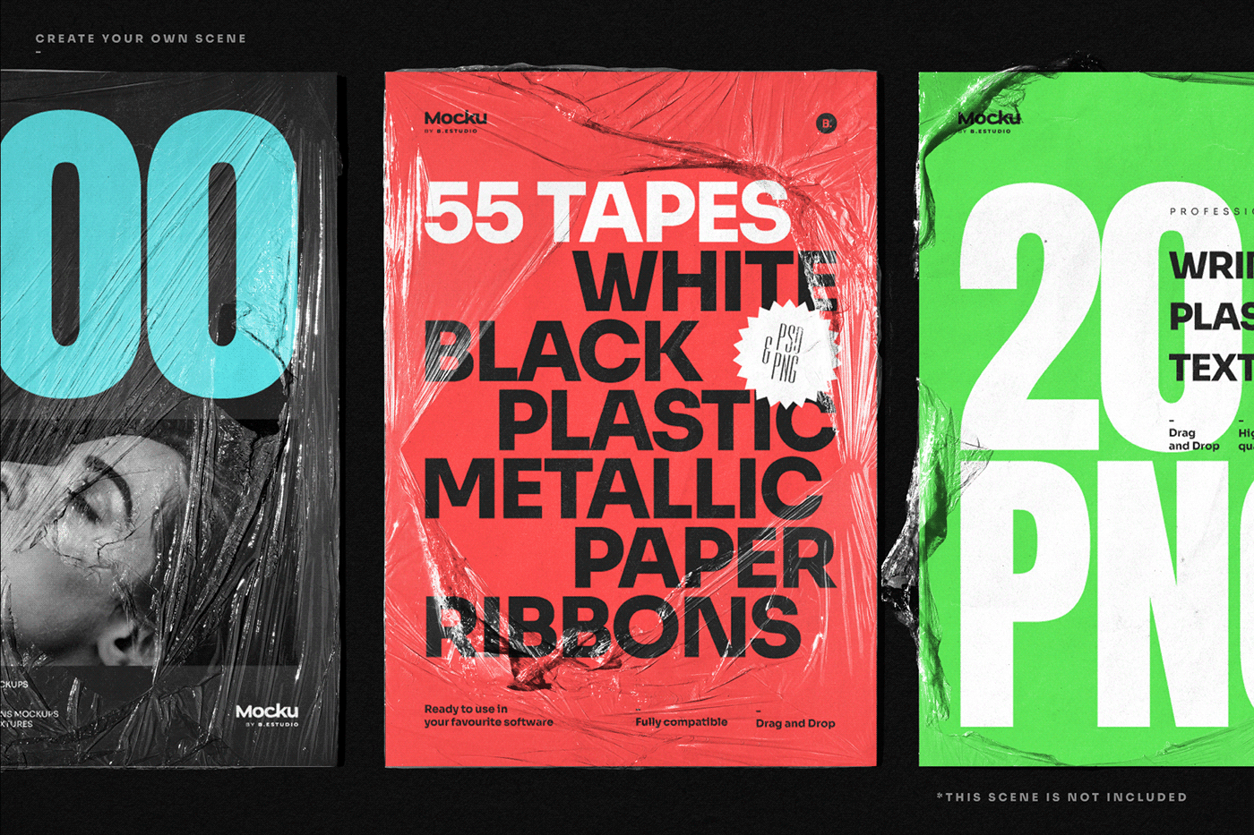 grunge Mockup Pack paper plastics png tapes template texture wrinkled