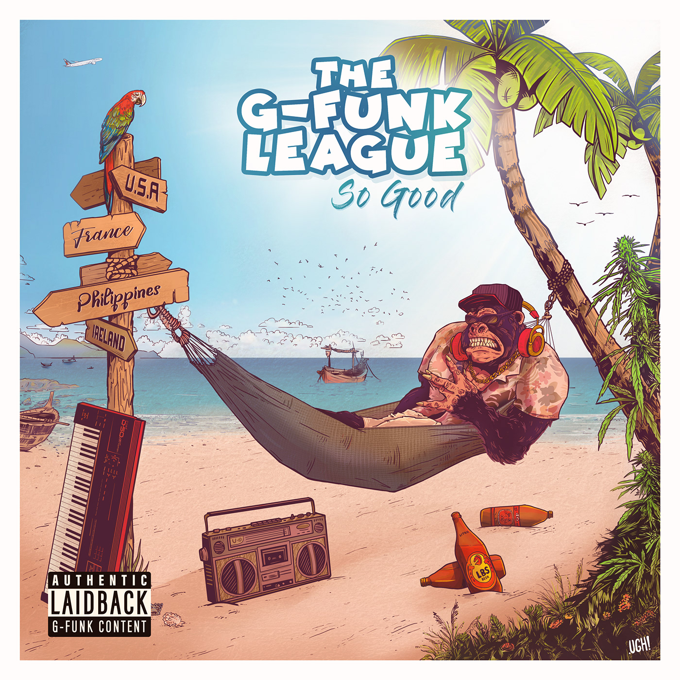 beach cartoon G-Funk g-funk league Good gorilla league music parrot So