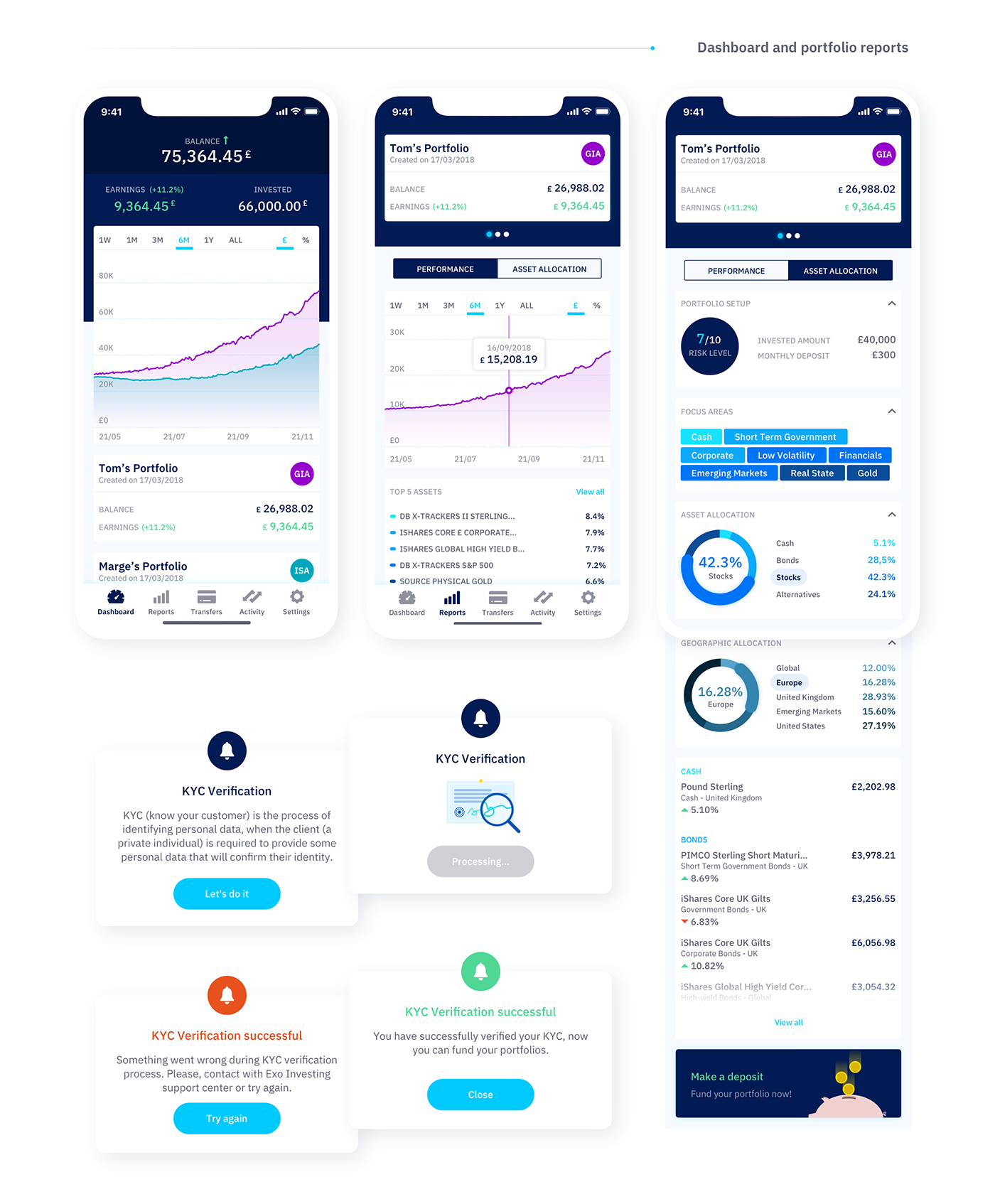 Fintech investing banking stock exo Startup app webapp ios UI