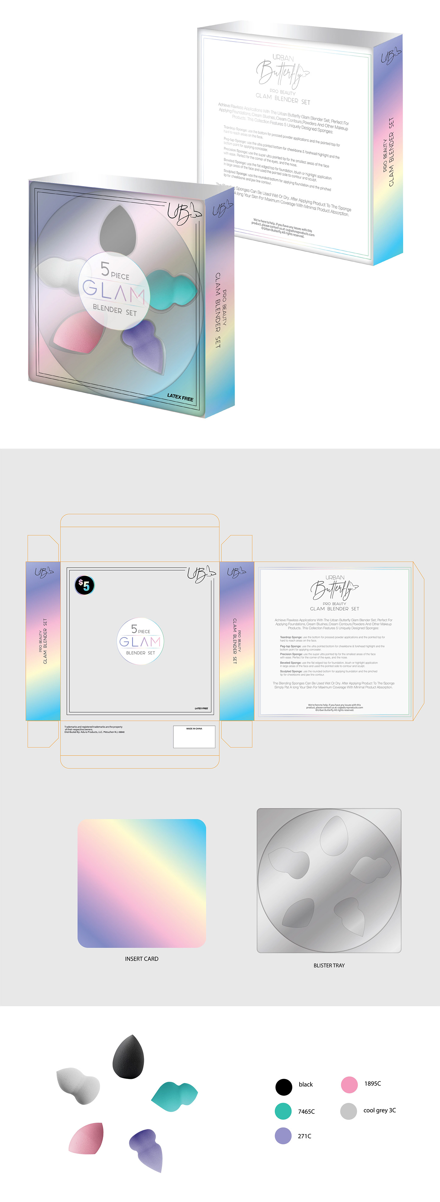 design Packaging packaging design Graphic Designer Brand Design Beauty Products product design  holographic iridescent colors