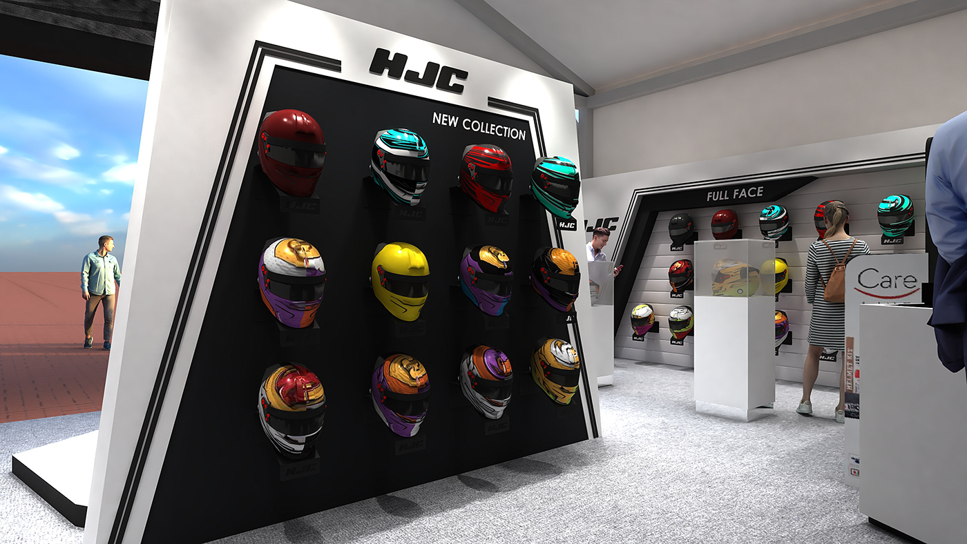 motogp Exhibition Design  Exhibition Booth motorcycle Helmet Shima Exhibition  3D HJC