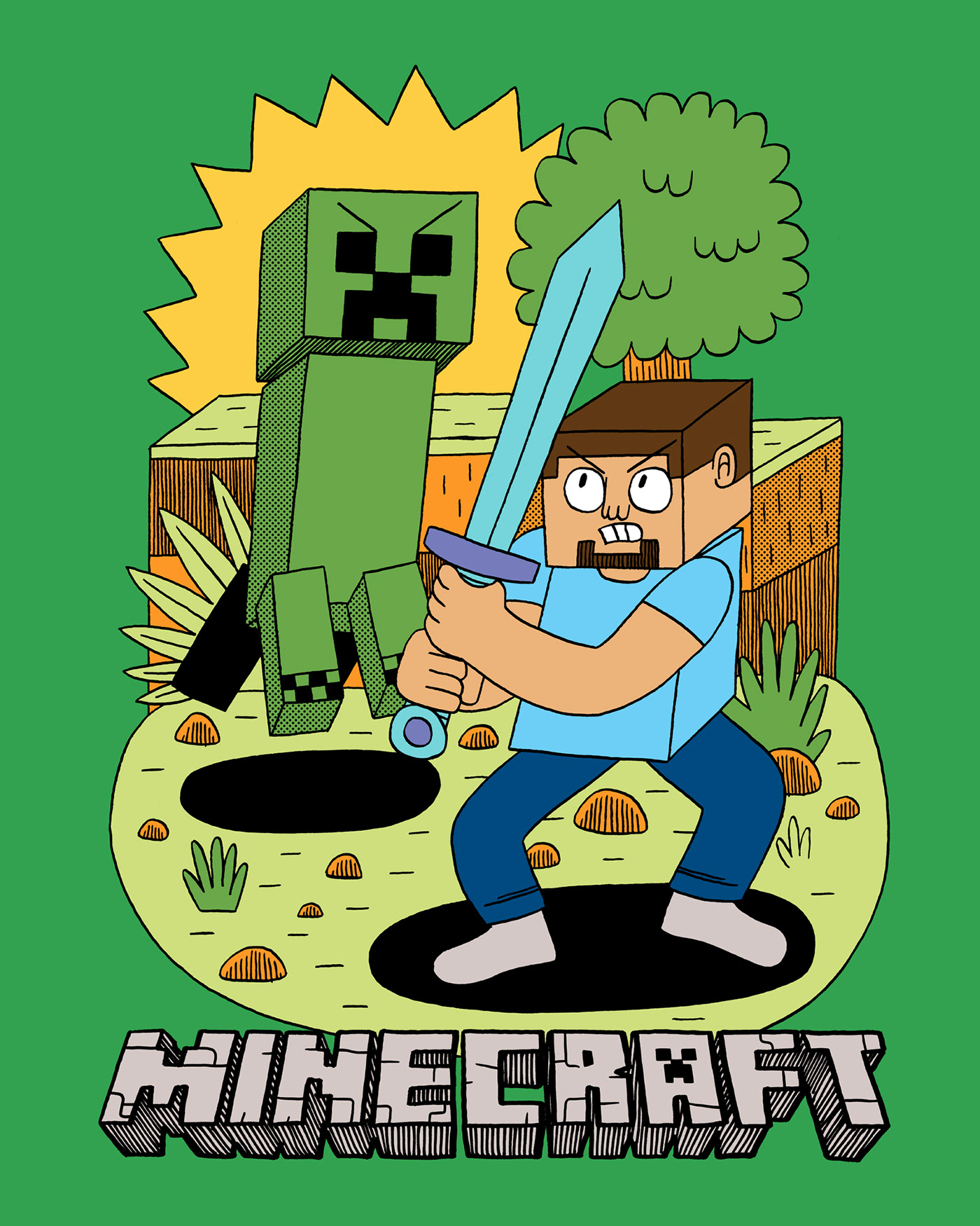 Character design  characters Digital Art  digital illustration Drawing  Gaming illustrations merchandise minecraft tshirts