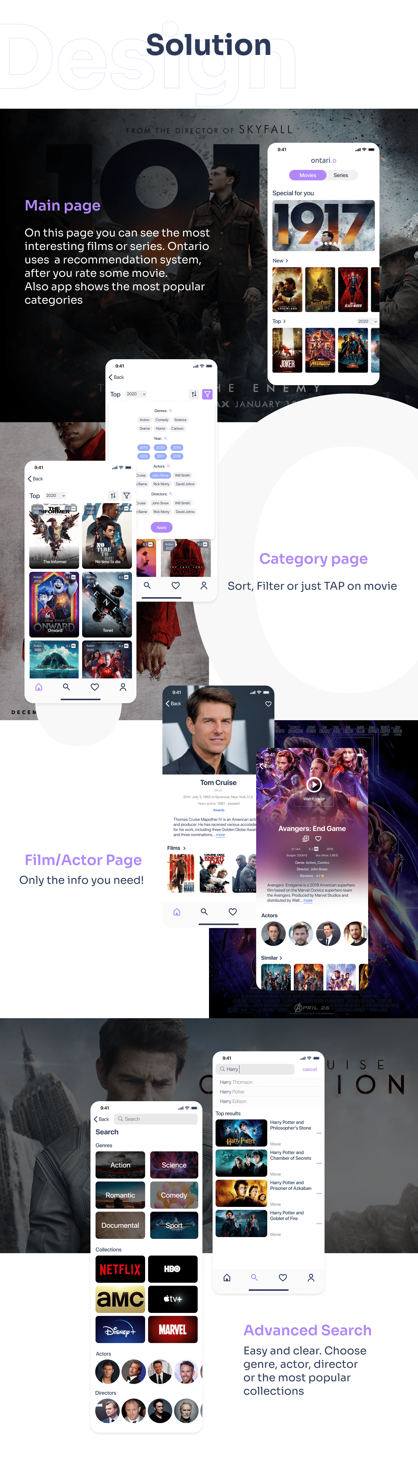 app application concept Film   mobile Mobile app movie search series UI/UX Design