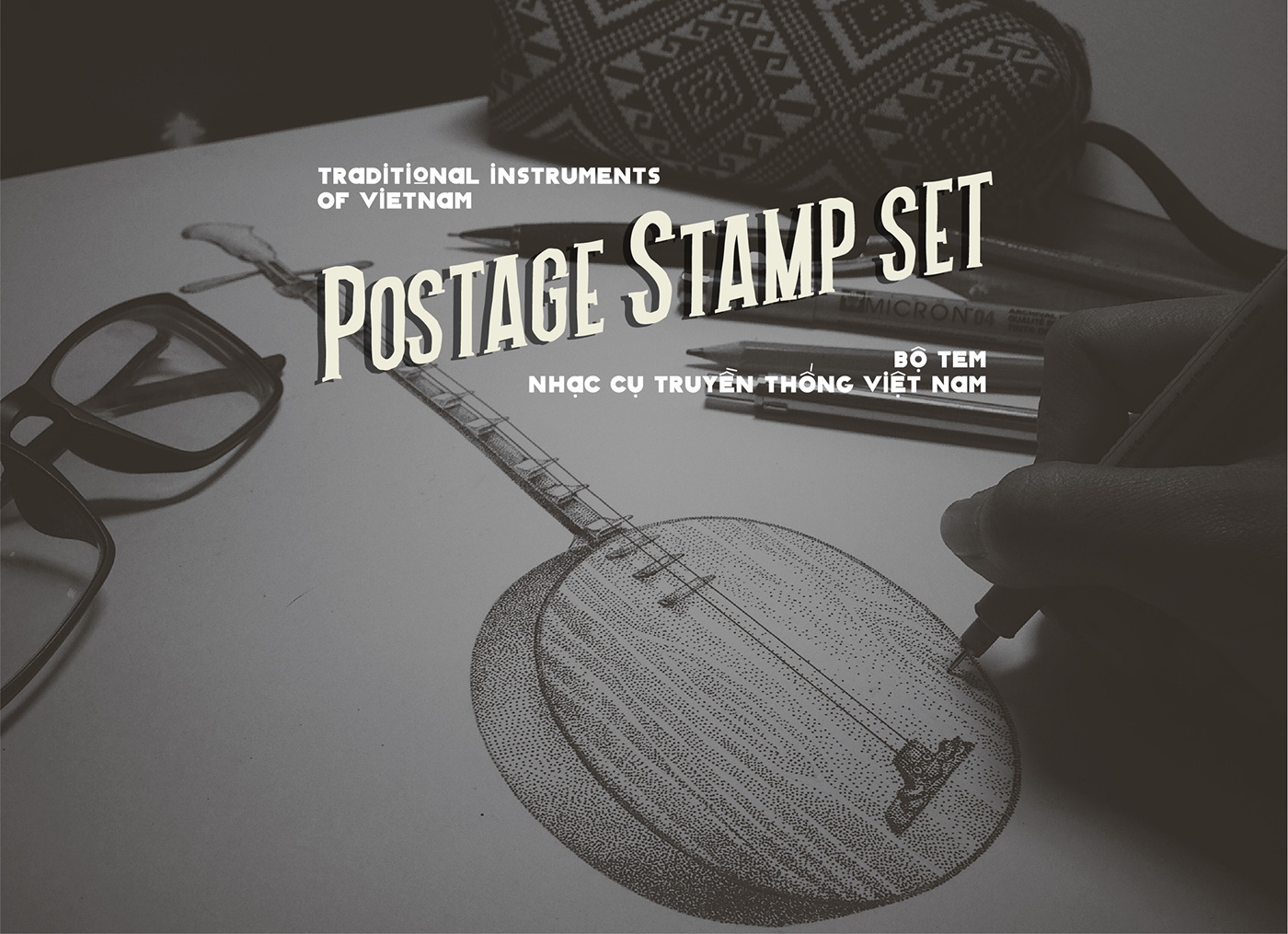stamp post design envelope instrument ILLUSTRATION  postage stamp vietnam vietnamese