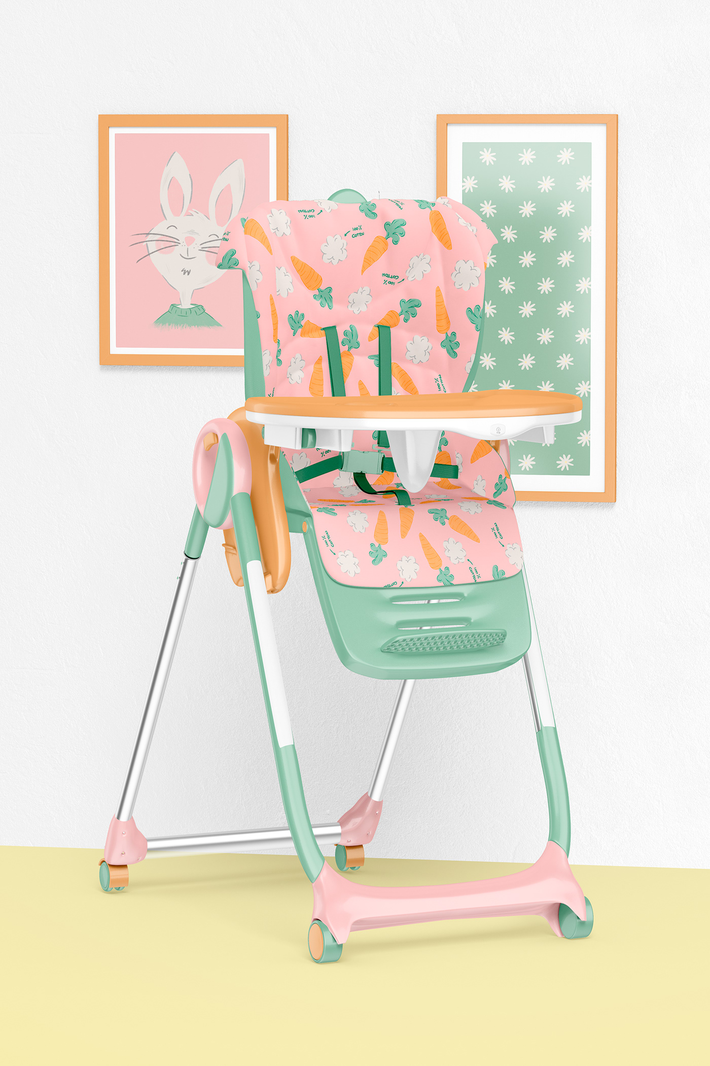 baby bunny carrots chair ILLUSTRATION  pattern