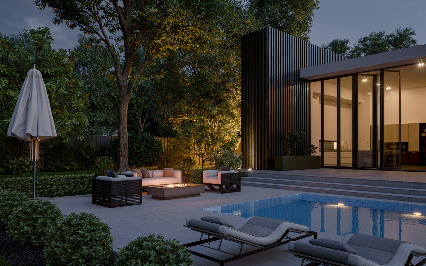 architecture design coronarenderer archviz 3D 3dsmax modern house Render Architectural rendering Exterior rendering
