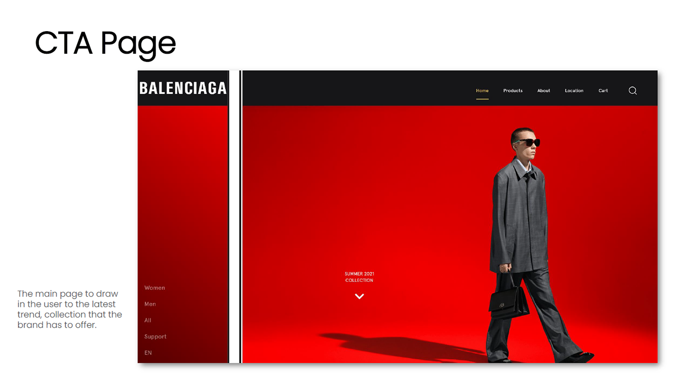 Balenciaga Fashion  landing page person UI/UX UX design Webdesign