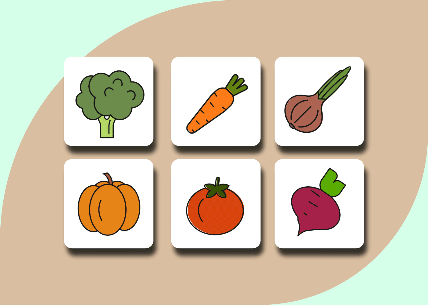 ILLUSTRATION  adobe illustrator essen icons Gesundheit ernährung Gemüse gesunde Ernährung LineIcon lineiconset