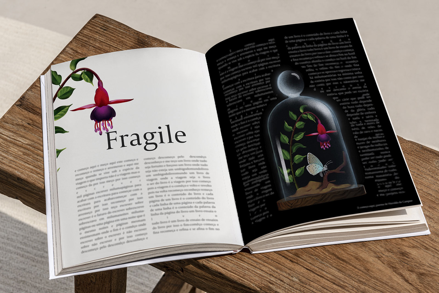 black bookcover butterfly darkness Editorial Illustration Flowers glass ILLUSTRATION  intangible publishing  