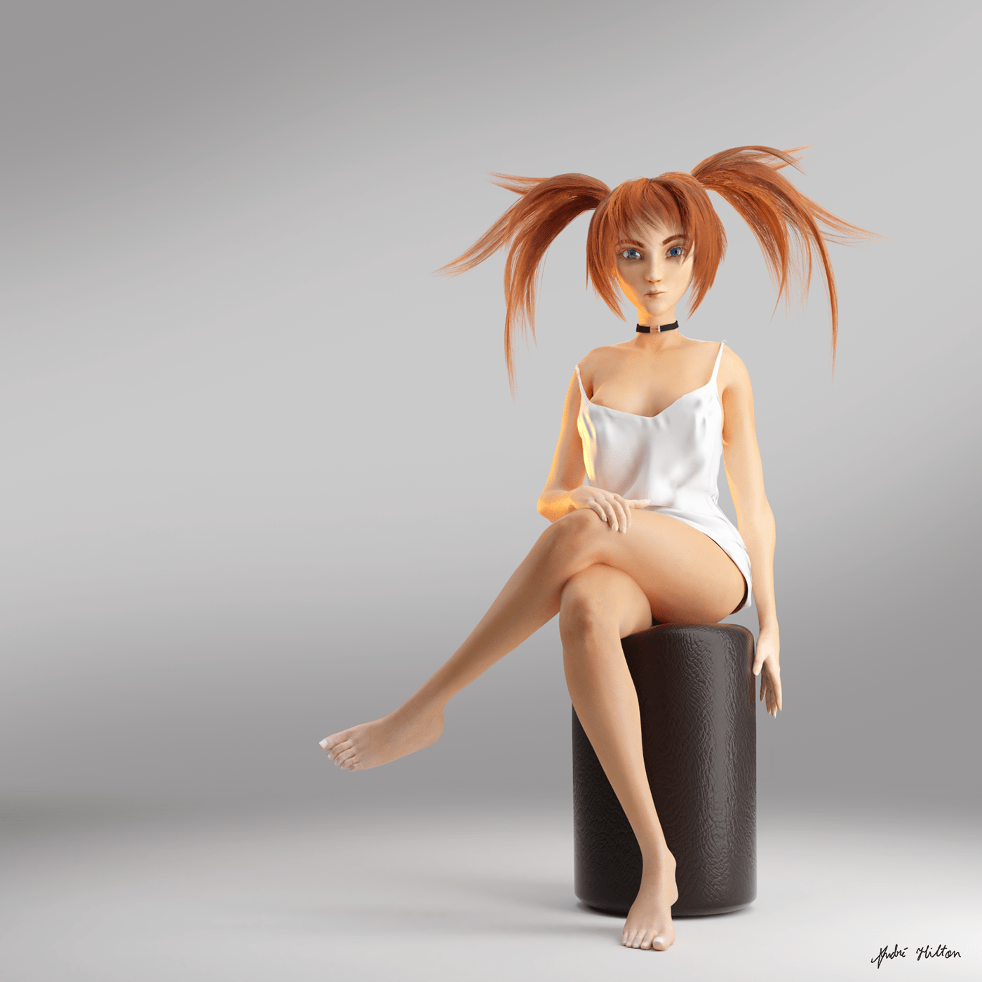 animation  blender3d Character Eva girl long skirt