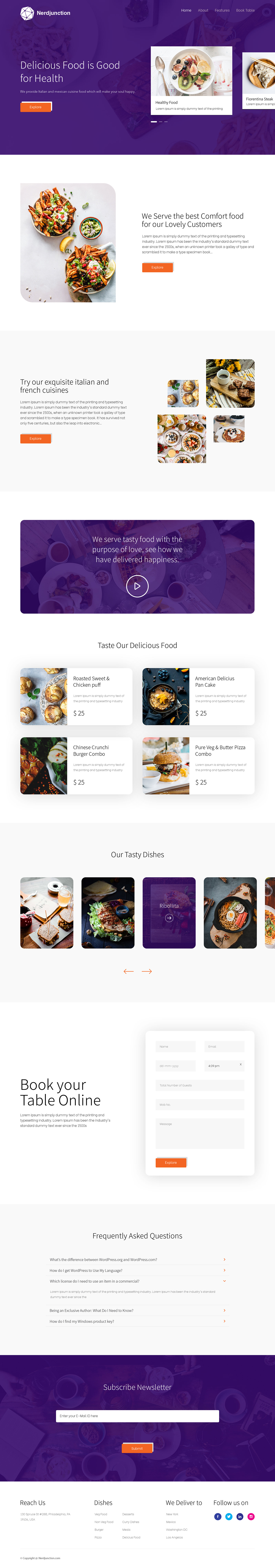 Food  Health landing page restaurants Web Design 