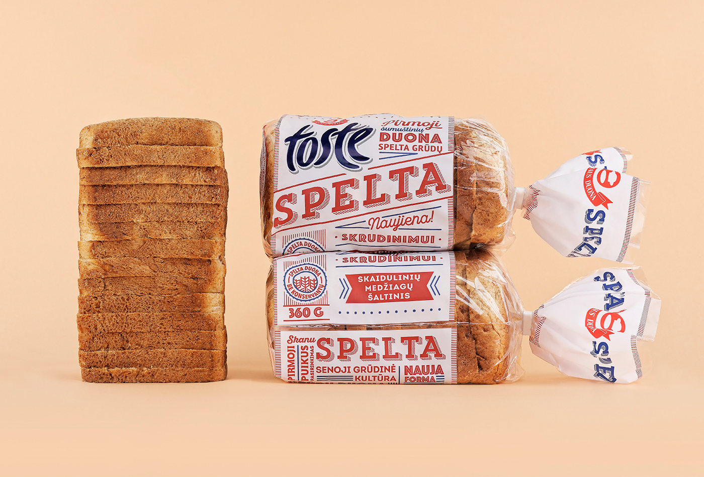spelt Spelta Toste Vilniaus duona Speltos miltai pakuočių dizainas etiquette Spelt grains Bread packaging Duona Spelta grūdai