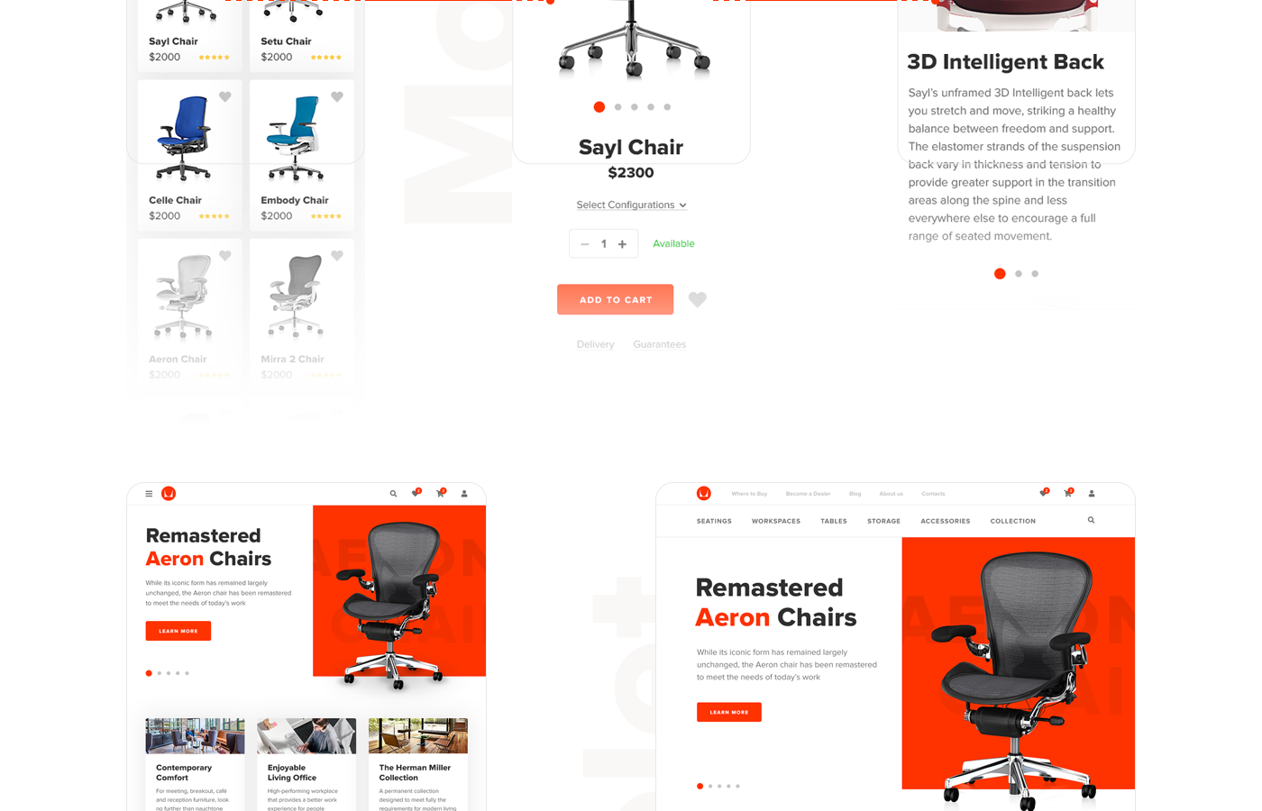 Web ux UI redesign furniture Website Responsive Ecommerce Herman Miller brand