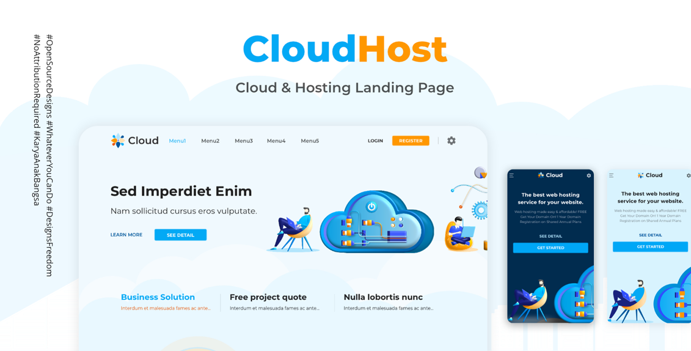 cloud hosting HTML ILLUSTRATION  Internet landing page SAAS server Technology Website