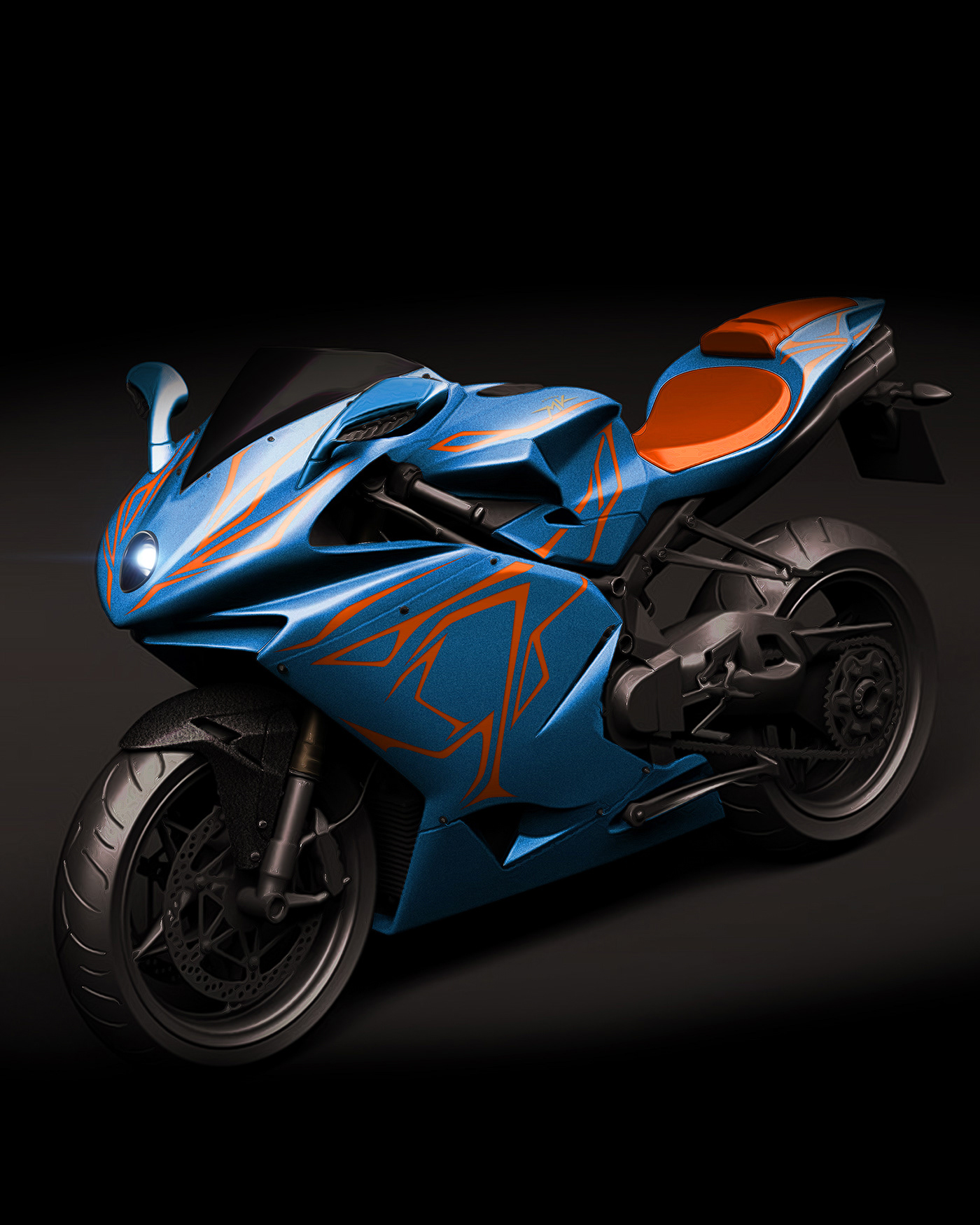 cosmogonie cosmogony designer motorcycle art mv agusta MV Agusta F4 reversed lune blueu Simon Designs