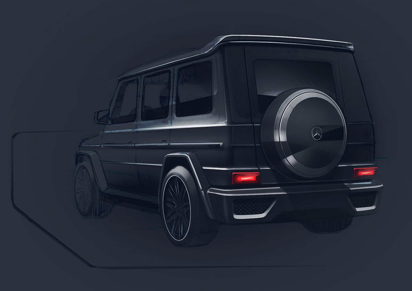 carsketch mercedes suv automotive sketch G Wagon g-klasse g-modell Mercedes Benz Transportation Design