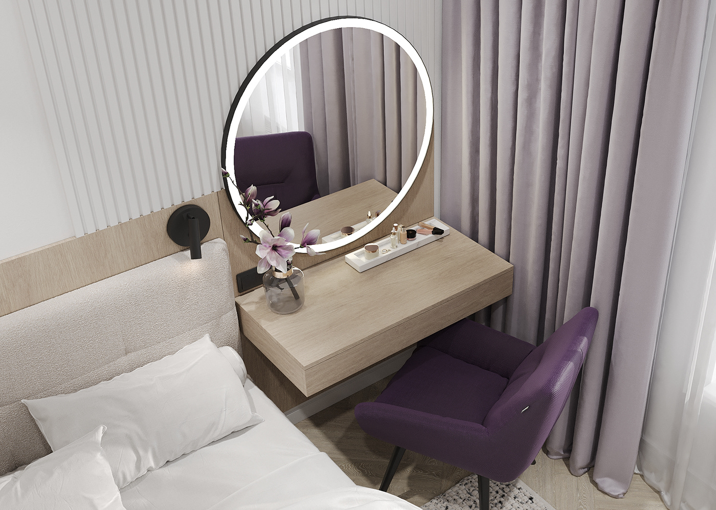 bedroom violet wood