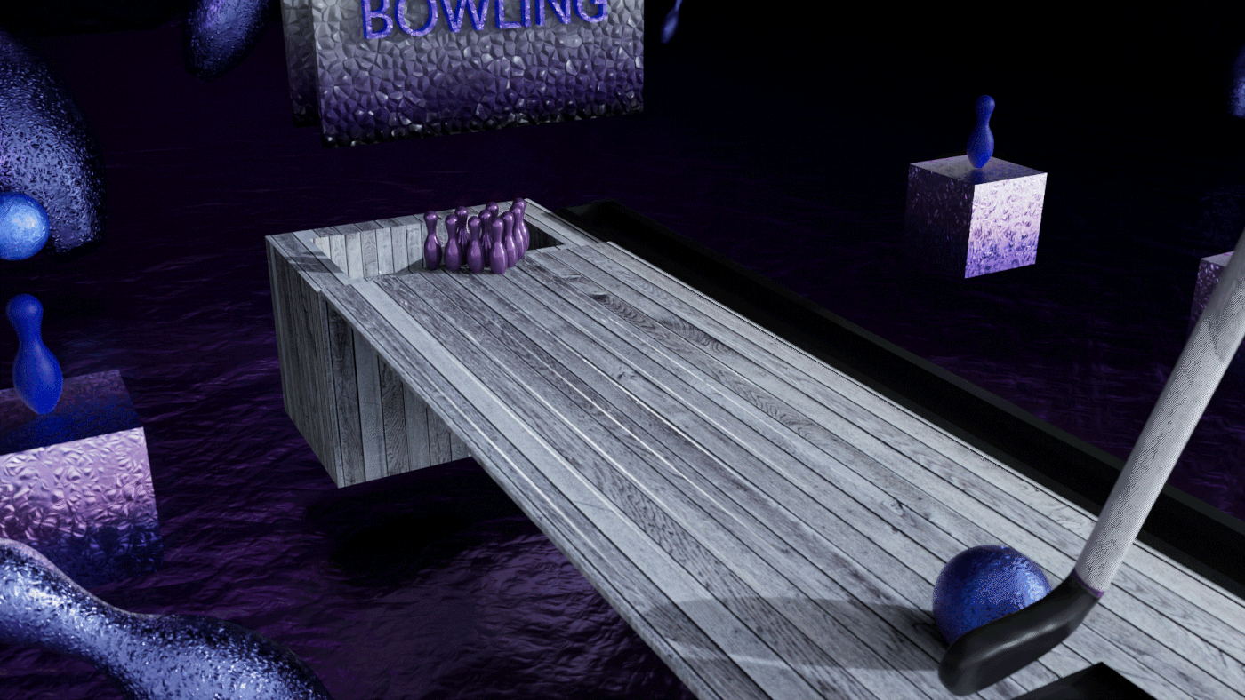 bowling design 3D cinema 4d after effects golf balls animation  motion design purple