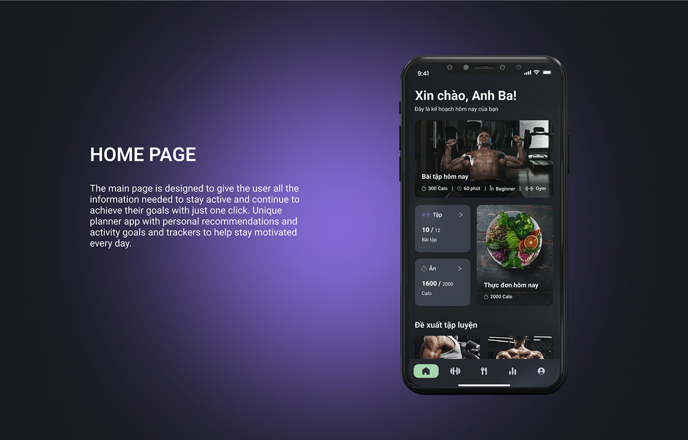 fitness design uiux ui design UX design figma design app design darkmode user interface Mobile app