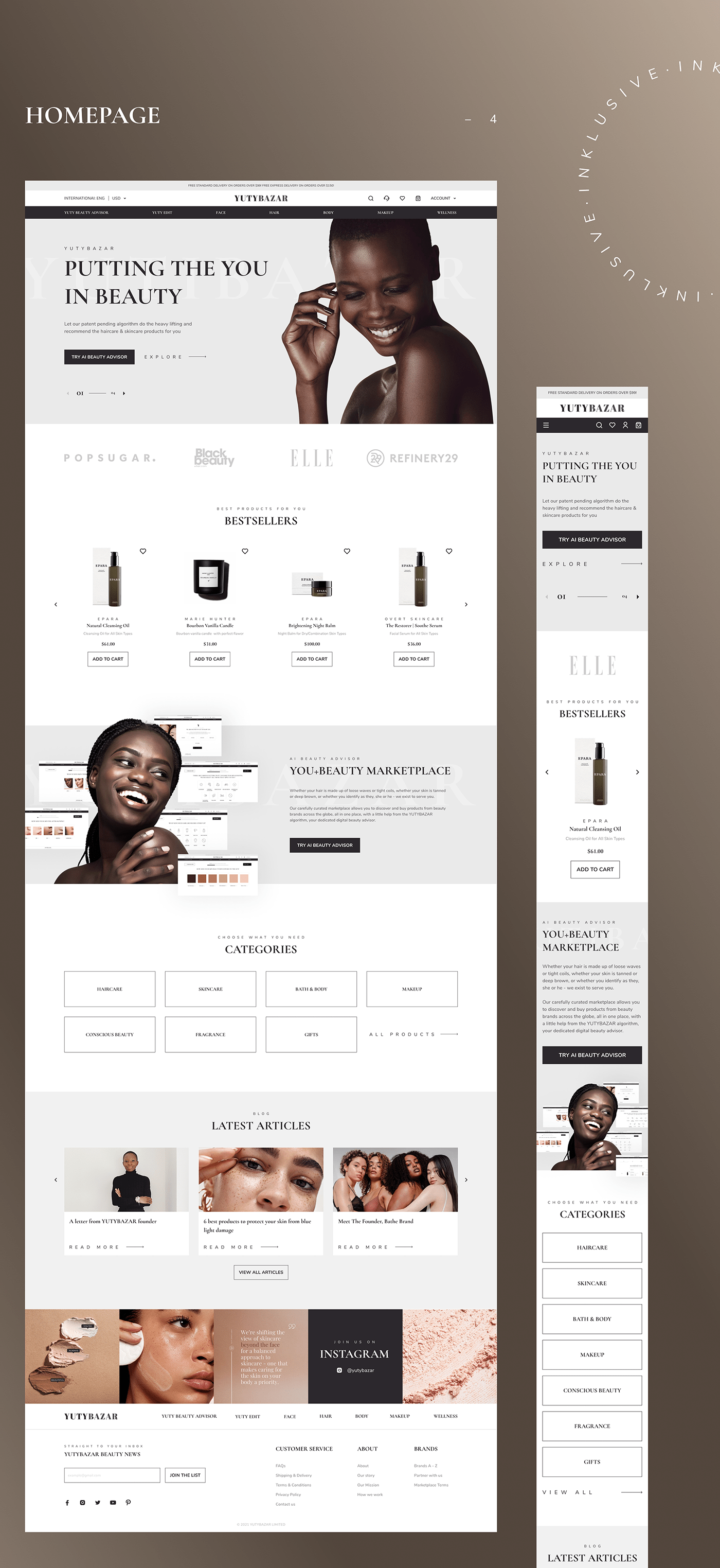 beauty e-commerce Fashion  hair Inclusive makeup online-store UI/UX Web Design  Website