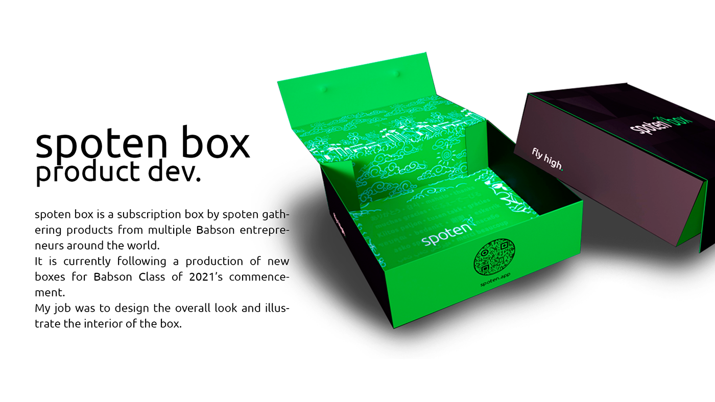 Babson  box cover InDesign partners photoshop product design  Project spoten subscription box