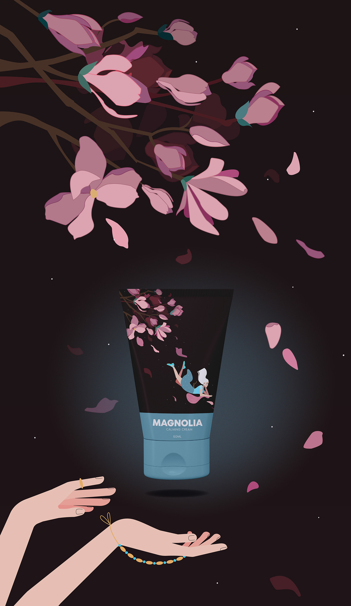 bloom botanical illustration concept design floral hand cream Nature Packaging perfume skincare vector art