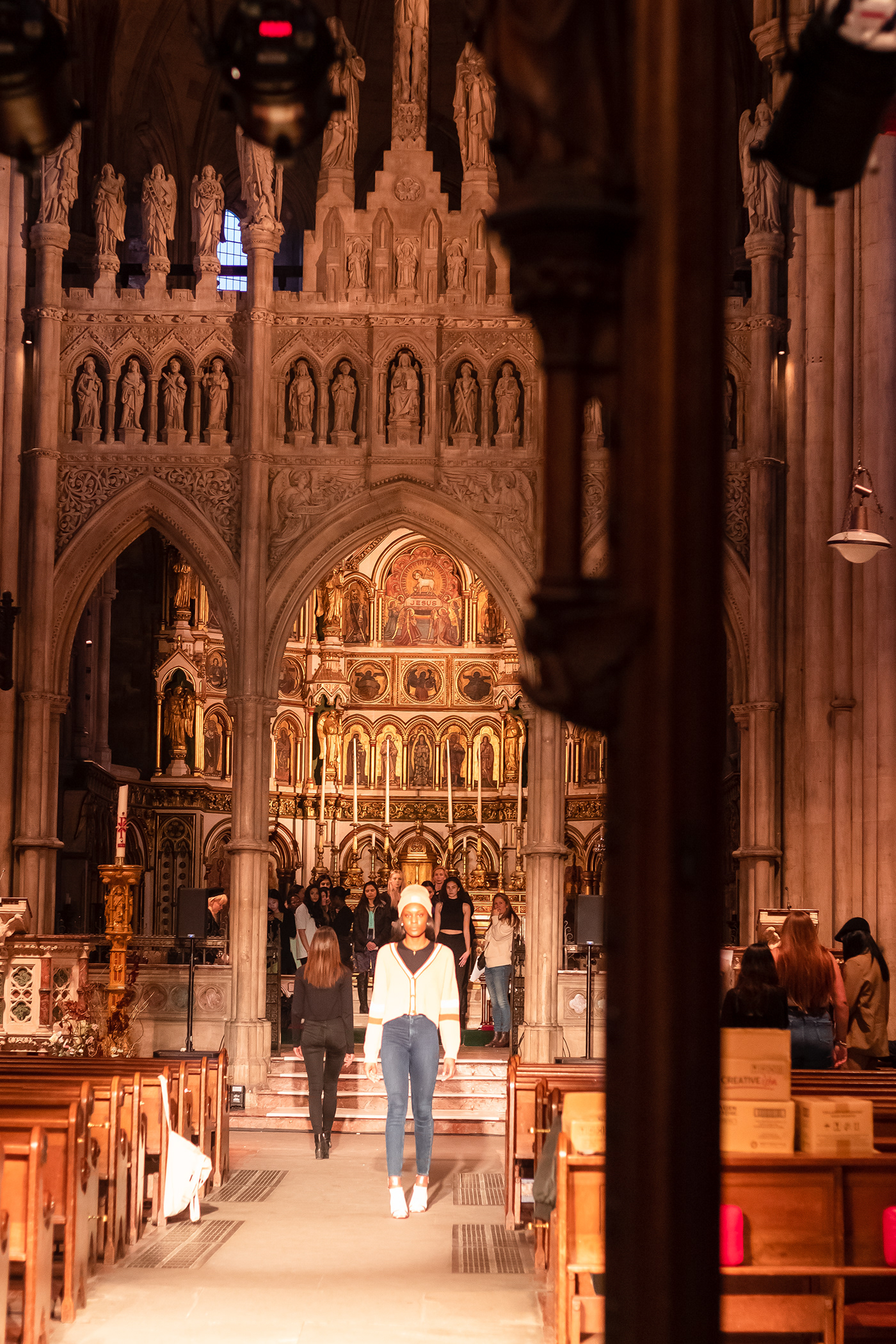 cathedral fashion show fashionweek FRONT STAGE London londonfashionweek set design  Set Designer STAGE DESIGN styling 