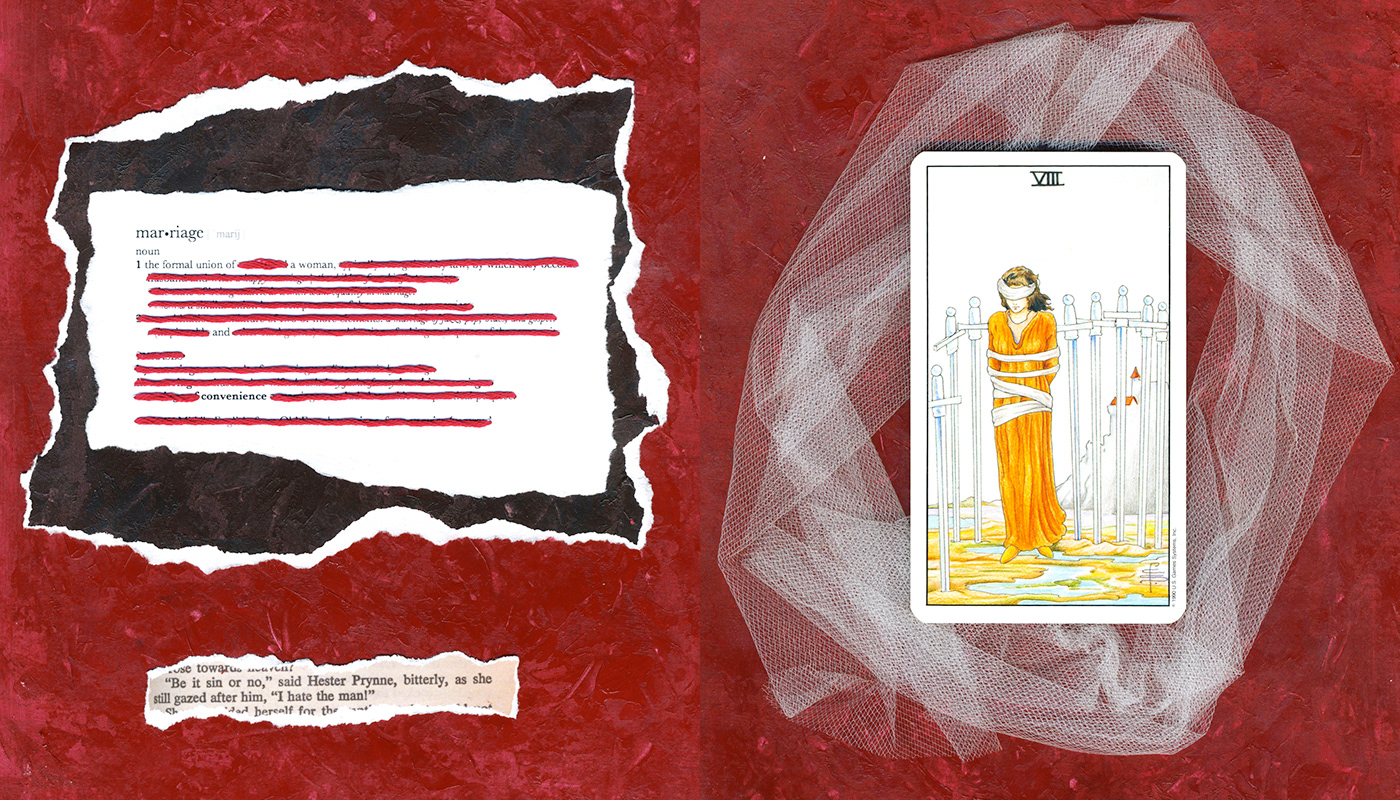 literature red feminist feminism handmade handmade book Book Arts artist's book collage writing 