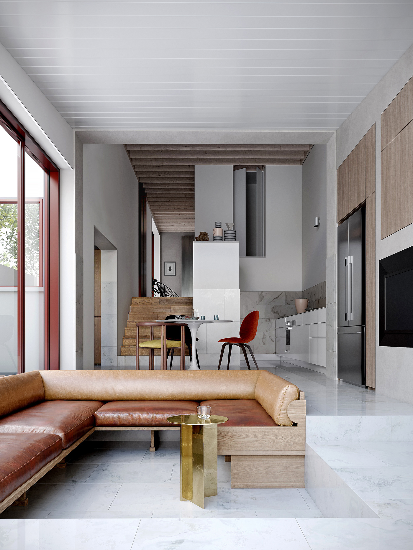 Interior modern interior design  living room visualization architecture corona kitchen 3ds max archviz