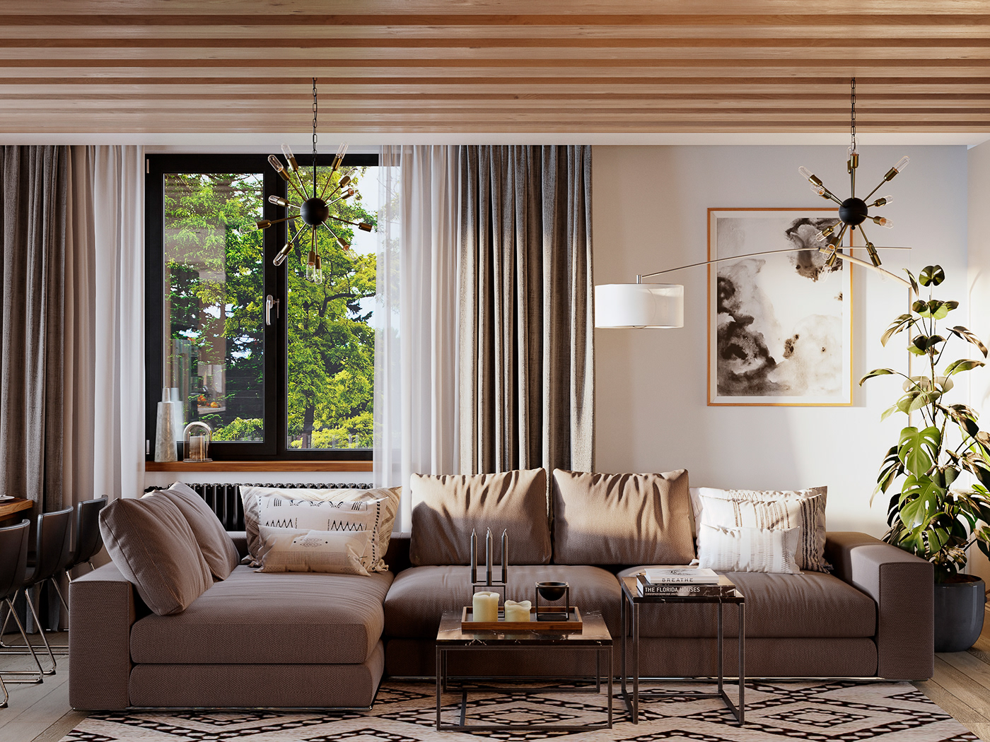 interior design  CGI living room kitchen stairs lounge visualisation house corona