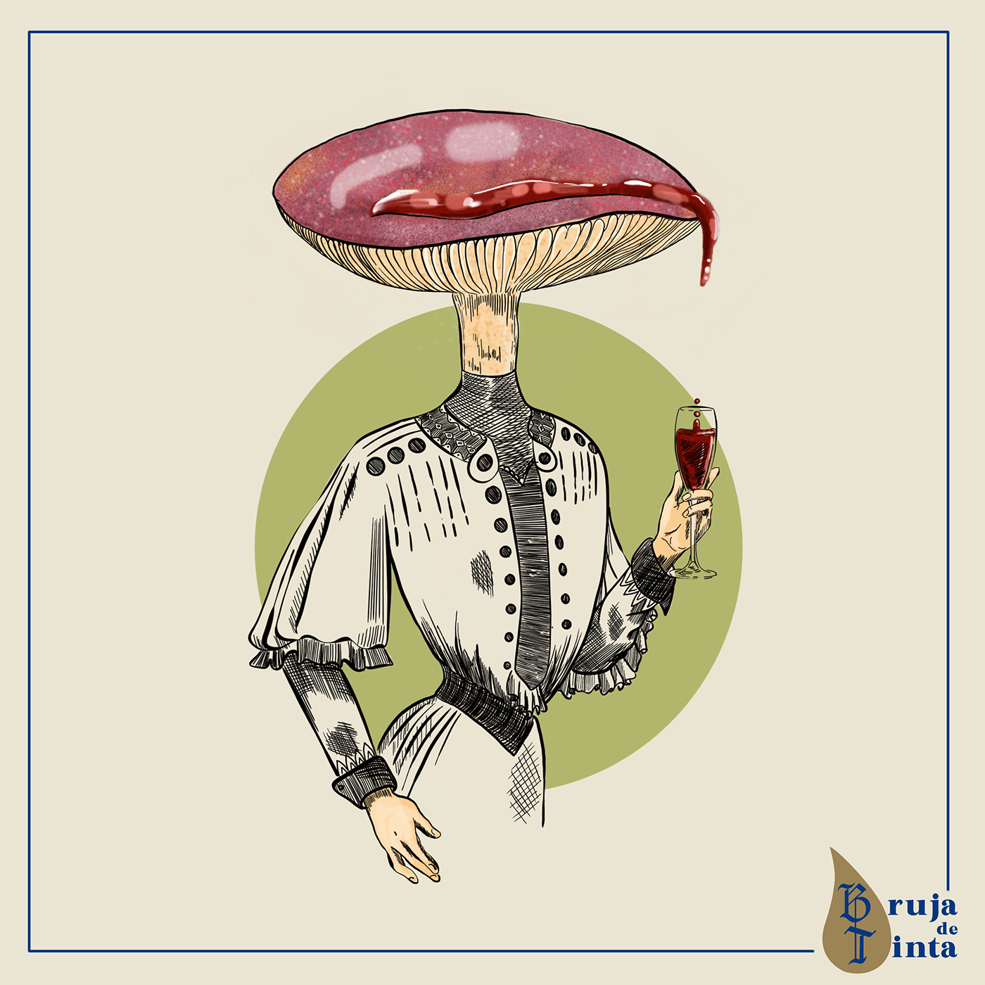 hongos Edwardian ladys mushroom digital personajes moda ilustración científica científico época eduardiana miselio mitologo