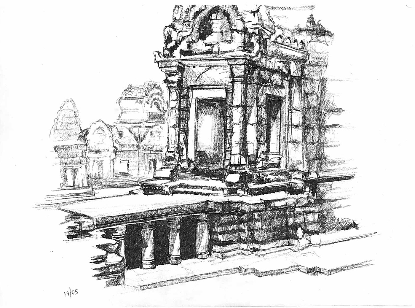 Angkor Wat architecture Cambodia sketching Travel