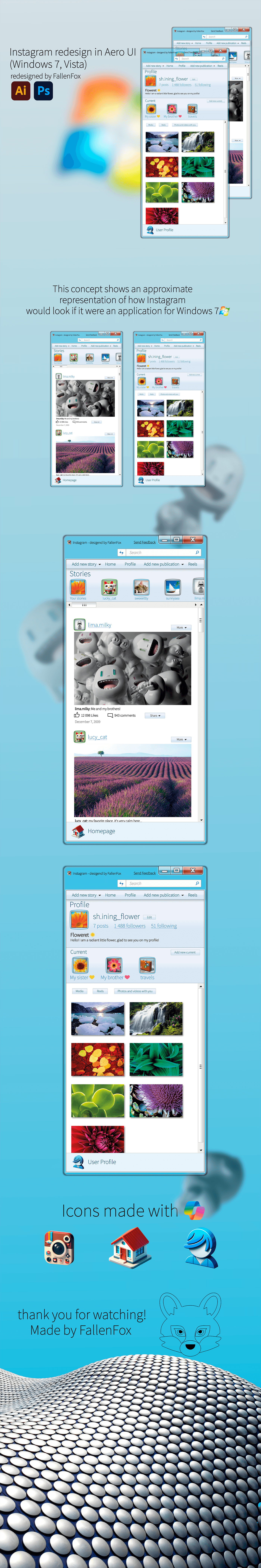 instagram redesign ui design UI/UX UI Retro user interface Figma Web Design  windows