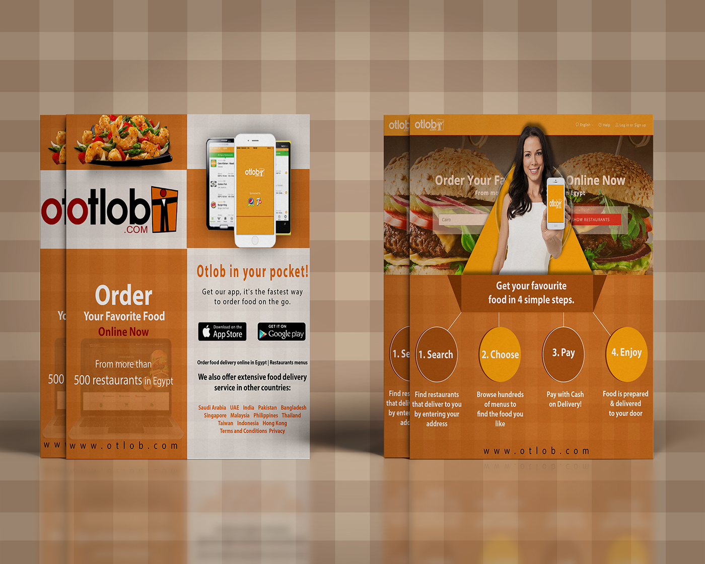 Otlob Food  online app Web brochure design