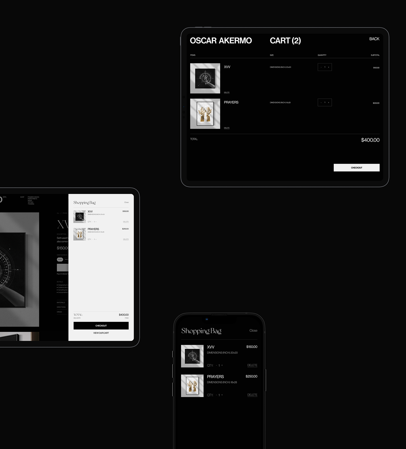 Oscar Akermo — Personal Website. Cart. UX/UI Design.