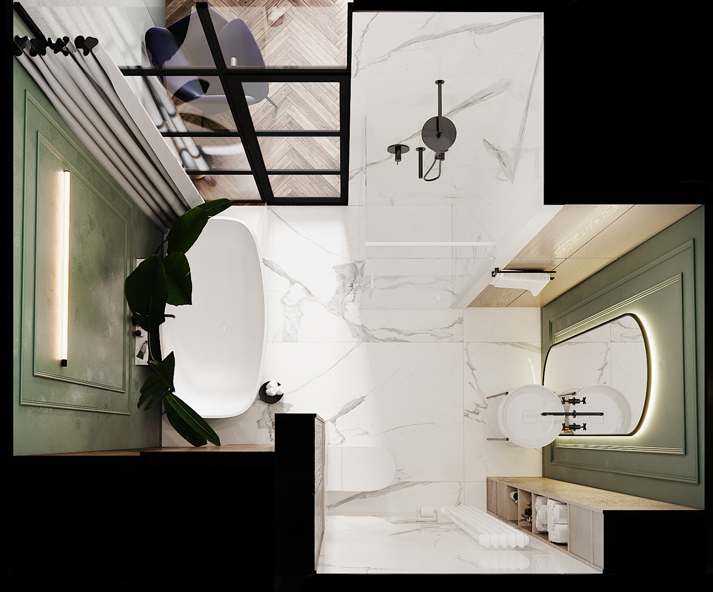 alexandra bertova apartment architecture bathroom corona renderer interior design  Russia Saint Petersburg visualization