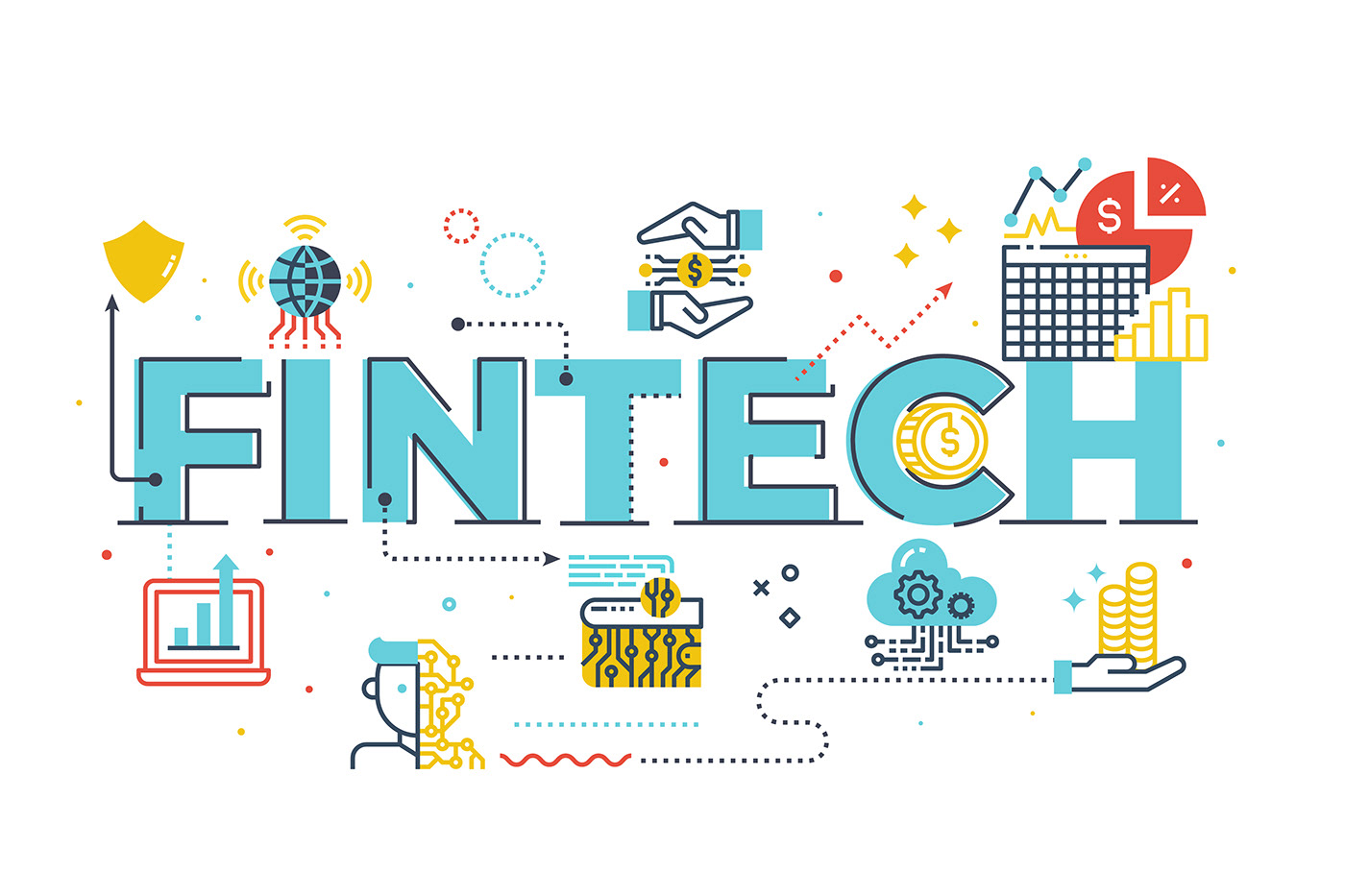 Fintech financial Technology Icon line icon concept web icon banking finance ILLUSTRATION 