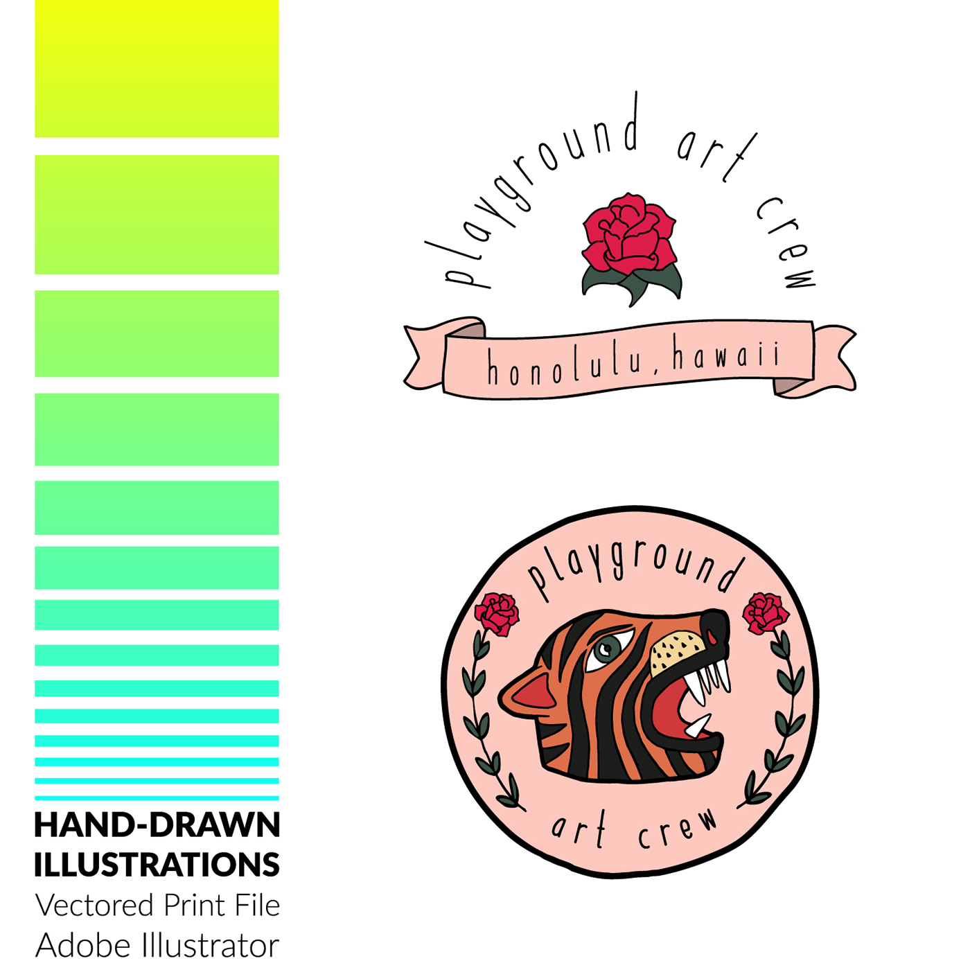 graphic design  hawai'i Photography  Playground Art Crew Clothing branding  logos typography  